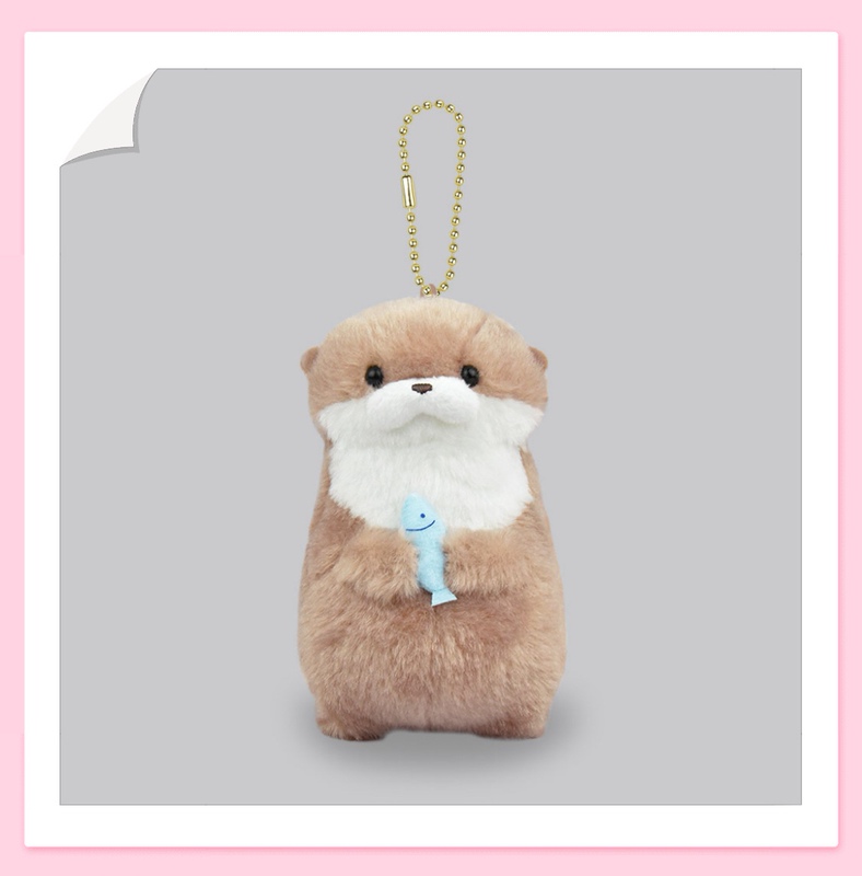 Japanese Authentic Amuse Dino Otter Holding Fish Pendant Plush Toy Doll, Same Style as Li Can, Gift Japanese Authentic Amuse Dino Otter Holding Fish Pendant Plush Toy Doll, Same Style as Li Can, Gift
