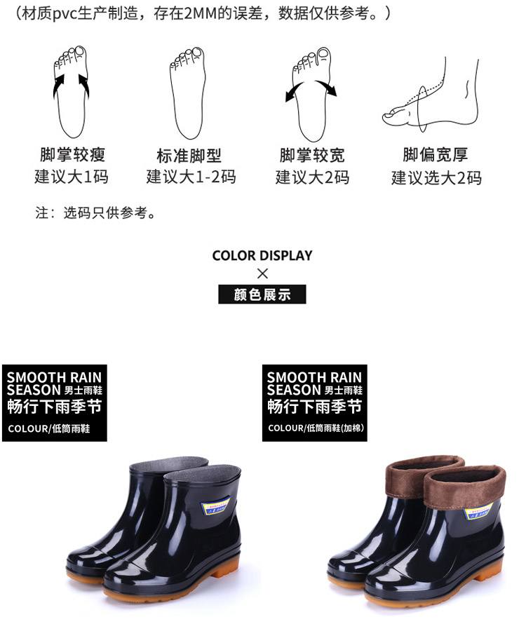 Thời trang ấm áp dày đi mưa ủng nam cắt thấp cộng với nhung chống trượt và chống thấm gân mùa thu và giày mùa đông giày nước - Rainshoes giày adidas nam chống nước