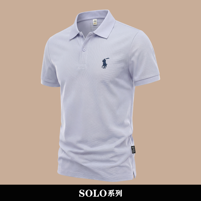 【Martial Arts Saint. Guan Gong】Guan Gong Small Logo Embroidery Summer Men's Polo Shirt Breathable and Cool Sorona Short-Sleeve T-Shirt