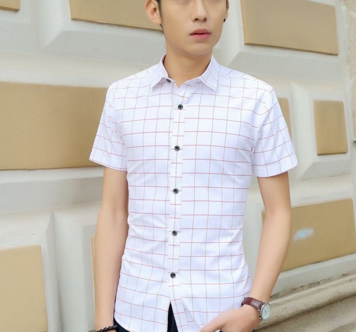 Mùa hè 2018 Áo sơ mi nam ngắn tay trẻ trung size áo sơ mi nam