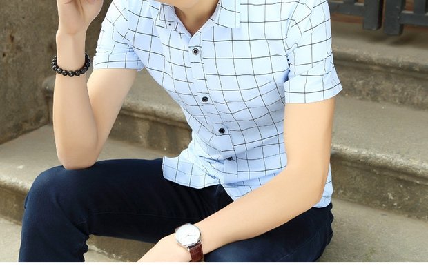 Mùa hè 2018 Áo sơ mi nam ngắn tay trẻ trung size áo sơ mi nam