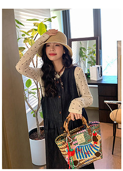 ◆AMUM孕妇装◆孕妈穿搭~不显怀复古压褶洋气夏装宽松吊带连衣裙 — 6