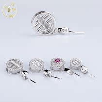 925 silver necklace Buckle Head handmade DIY pendant pendant pendant amber beeswax Jade gold single pin silver buckle accessories