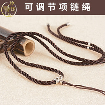 Adjustable necklace rope hanging rope hanging rope jade pendant gold black rope men and women hand woven lanyard
