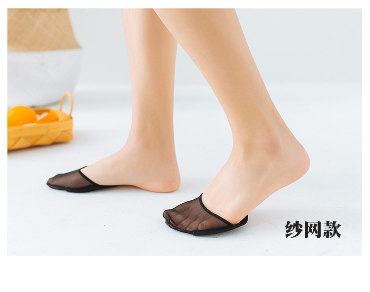 Vớ nữ mùa hè nông miệng ngón chân cái nửa vô hình thuyền socks set Nhật Bản cộng với pad trượt phần mỏng vớ ngón tay 5 cặp