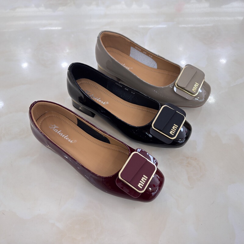 Kalaites 2026 Summer New Style Genuine Leather Low-Heeled Shallow Mouth Extra-Large Size Square-Toe Women's Single Shoes 081723 Kalaites 2026 Summer New Style Genuine Leather Low-Heeled Shallow Mouth Extra-Large Size Square-Toe Women's Single Shoes 081723