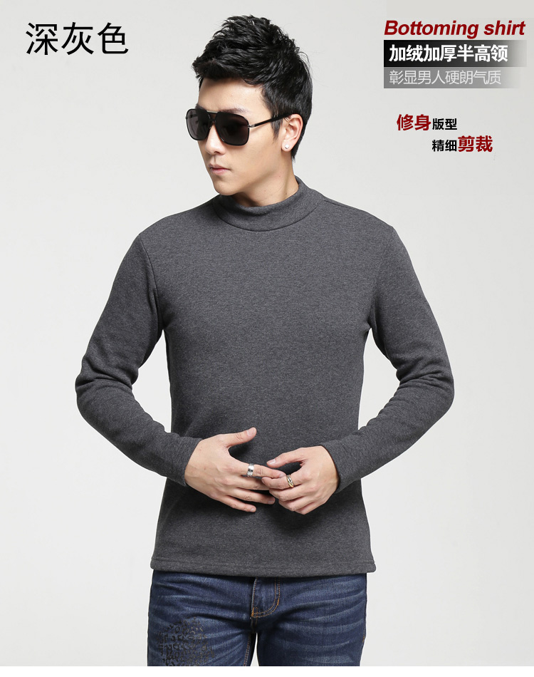 Mùa đông nhiệt đồ lót nam cao cổ áo đáy áo cộng với nhung dày cha dài tay áo trung niên bông áo sơ mi kích thước lớn ao giu nhiet