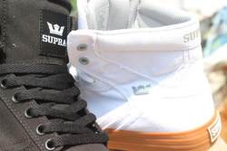 Supra Bandit canvas ສີດໍາແລະສີຂາວ + ເກີບ sneakers retro sole ຢາງດິບ, versatile ແລະ handsome