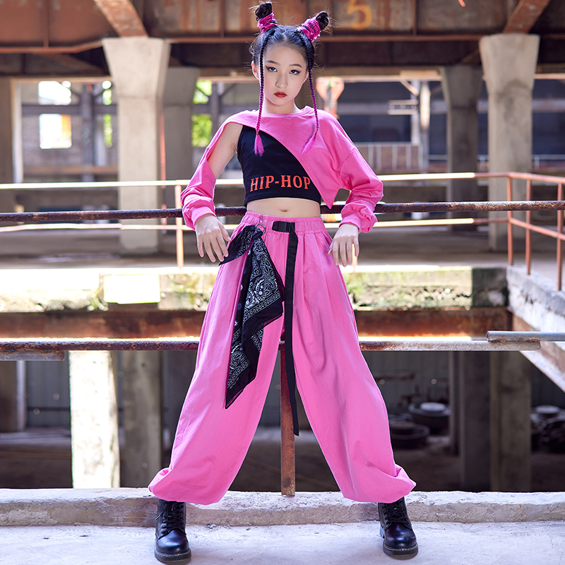 Girls Jazz Dance Costume Pink Trousers Luff Costume Jazz Street Dance Children's Show Show Show Show