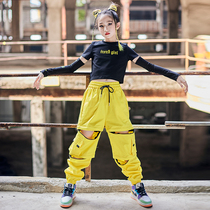 Girl Jazz Dance Dress Rehearsal For Children Hip Hop Street Dance Suit Girl Hiphop Black Truffle Walk Show Wave