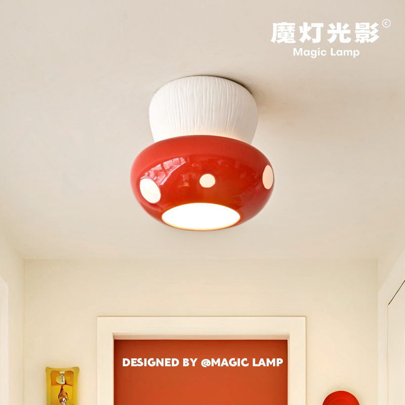 Memphis Vintage Style Aisle Lamp Creative Mario Growing Mushroom Ceramic Macaron Balcony Lamp Corridor Lamp