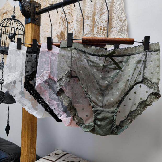 Size large foreign trade sexy transparent lace mesh fat girl briefs head cute panties 2 feet 4-3 feet 8