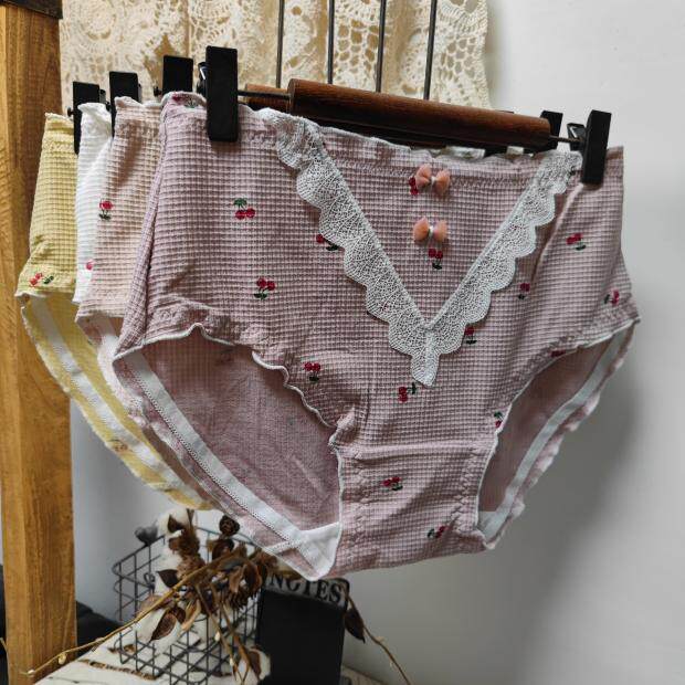 Cute sweet and large size Size Triangle Pants Head 130-180 Catty Cherry Waffle Cotton Briefs 2 Feet 3-3 ruler 8