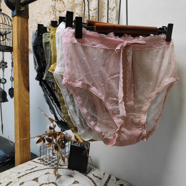 Foreign trade big size 130-200 catty transparent sexy point dot total mesh lace butterfly knot floating with underwear 2 feet 4-3 ruler 8