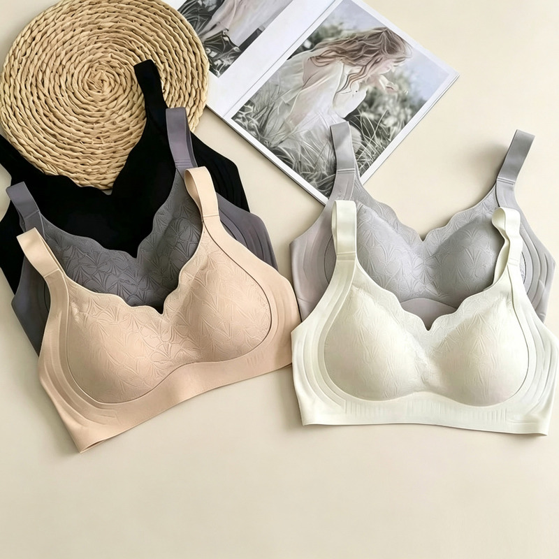 Brand Women's Seamless Bra, No Underwire, Push-Up, Side Support, Anti-Sagging, Comfortable College Student Bra