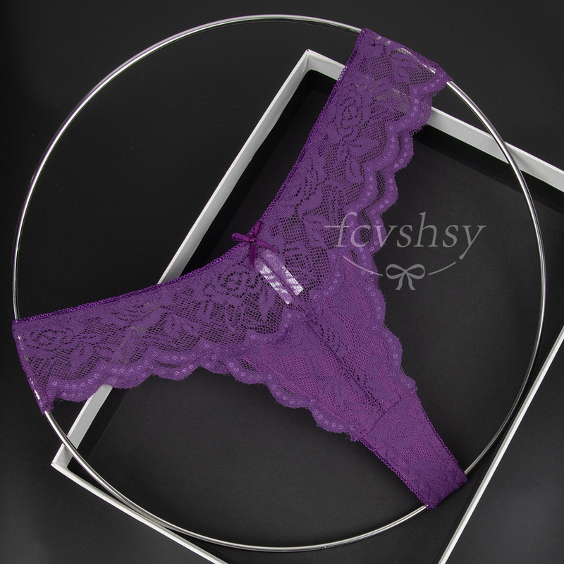 Sexy Purple Women's Lace See-Through Panties Low-Waist Thong Sexy Purple Women's Lace See-Through Panties Low-Waist Thong