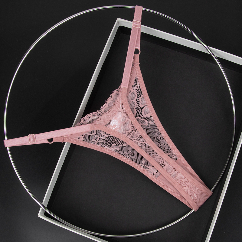 9 Colors Available Women's Underwear Adjustable Waistband Bow Decoration Sexy Breathable Low-Waist Lace Thong