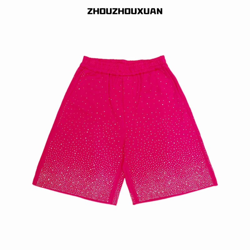 【Original Starry Sky Shorts】Gradient Rhinestone Terry Elastic Waist Shorts Casual Sports Trendy Brand Unisex