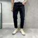 Futu Original Solid Color Small Embroidered Jeans Men's 2023 Autumn New Trendy Versatile Cotton Elastic Slim-fitting Small-leg Pants