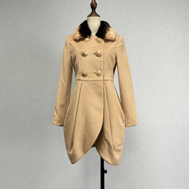 Wool wool mid-length small fragrant fur collar coat
