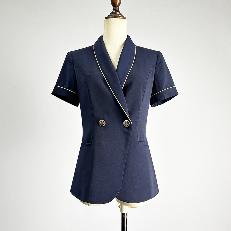 Brand Professional Attire Navy Blue Double-Breasted Suit for Women 2025 Slim Fit Slimming Mandarin Collar High-End Thin Suit Brand Professional Attire Navy Blue Double-Breasted Suit for Women 2025 Slim Fit Slimming Mandarin Collar High-End Thin Suit