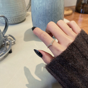 网红简约百搭开口冷淡风链条戒指