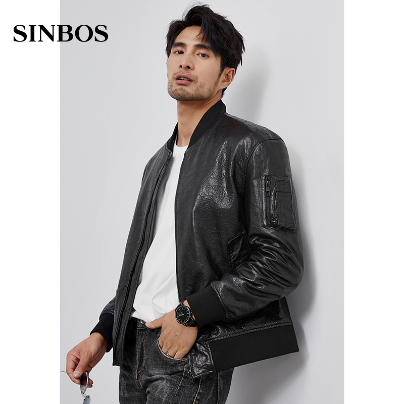 (special price) genuine leather fur coat male short jacket spring autumn new salamic sheep leather thin baseball uniform jacket tide