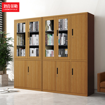 Steel file cabinet wood grain tin cabinet office file file cabinet bookcase glass with lock locker sub short cabinet