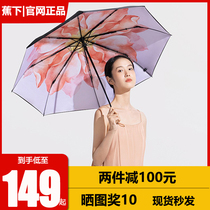 Banana whereabouts sunflower sunscreen umbrella female sunny and rainy sun-rain and folding umbrella double layer small black umbrella 21 years new sun umbrella