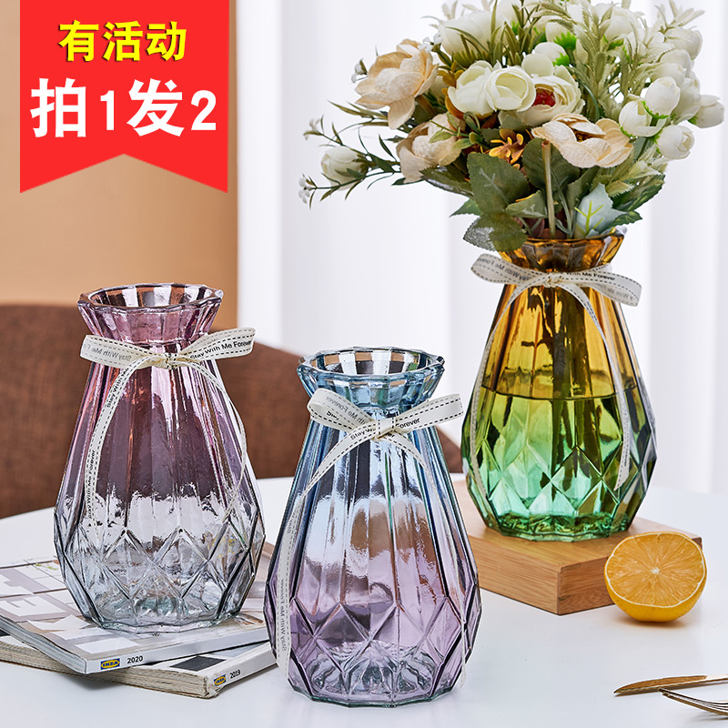 Small frescoed frosted glass vase L' Osvins flower arrangements dried flower water peels rich and expensive bamboo lilies living-room pendulum floral