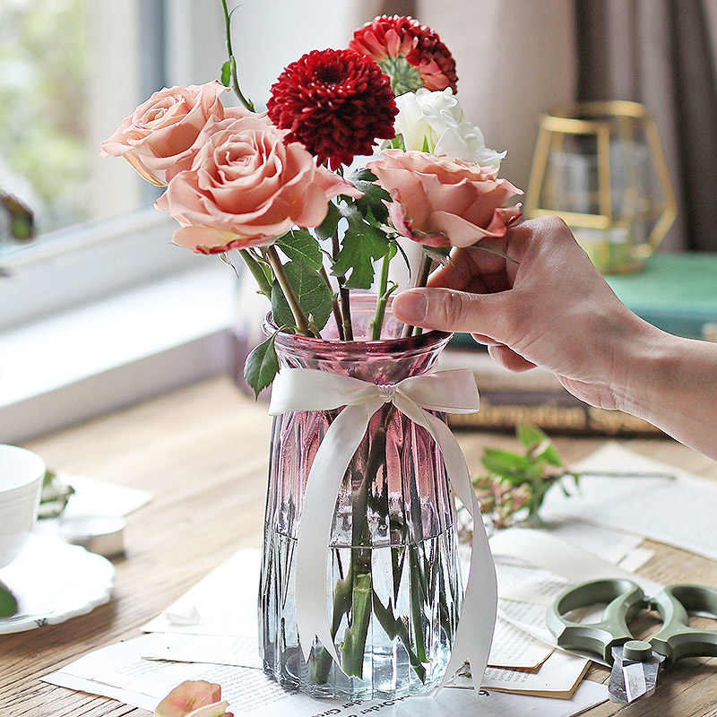 Colour glass vase L' Osnins small fresh folding paper inserts vase Living room Desktop small hydropony drying vase 18cm