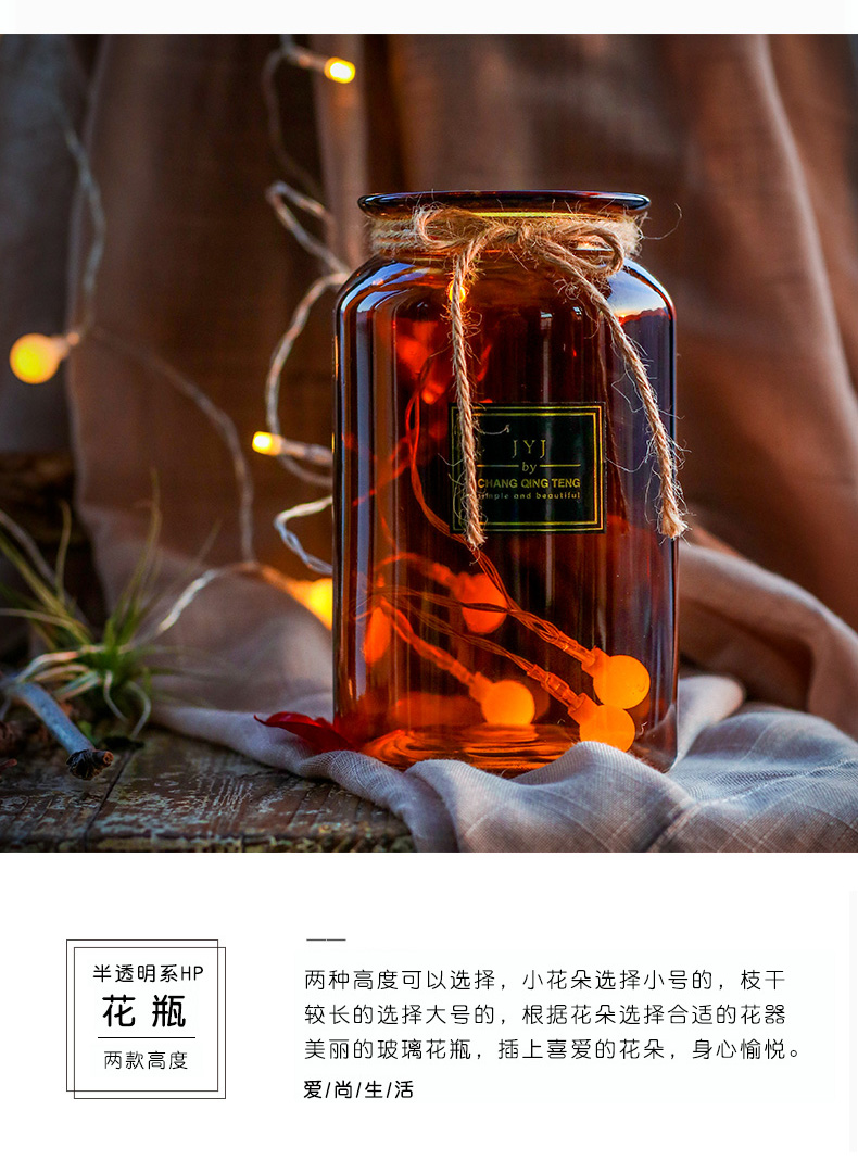 Bình thủy tinh trong suốt nhỏ tươi châu Âu đồ trang trí ins khô bình phòng khách máy tính để bàn văn hóa nước giàu tre bình - Trang trí nội thất trang trí nhà rẻ đẹp