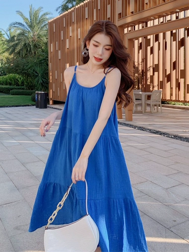 Летнее платье-комбинация, длинная юбка, платье, коллекция 2023, яркий броский стиль, из хлопка и льна, свободный крой