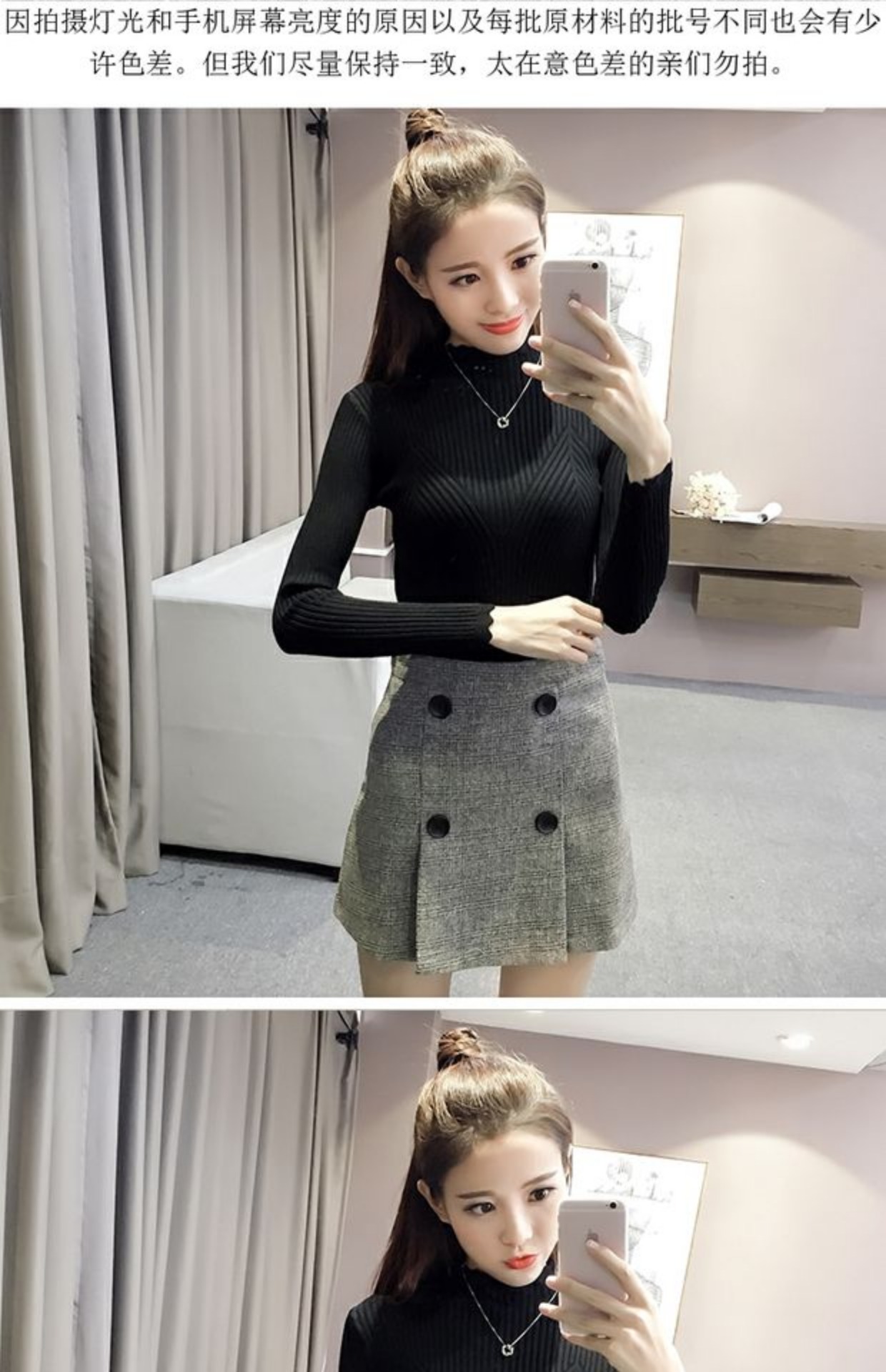 Áo len nhung nữ mùa thu đông mới nửa cổ cao dày ấm áp áo len cổ lọ Áo len mỏng áo thun