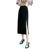 Черный летний костюм, тонкая длинная длинная юбка, подходит для подростков, коллекция 2023, средней длины, высокая талия, А-силуэт