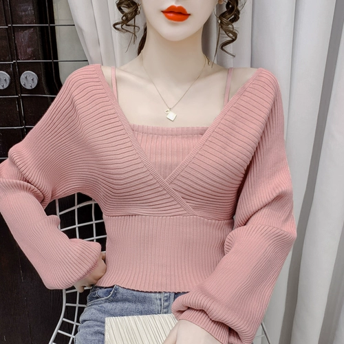 Весенняя приталенная модная майка, трикотажный комплект, свитер, 2024 года, в западном стиле, квадратный вырез