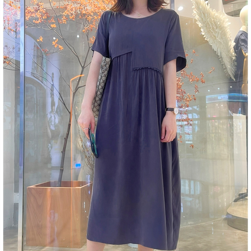 Eurostock Heavy Bronze Ammonia Silk Dress Fashion Grand size Loose Color slim Belly Foreign Pie Minus senior Sensation Skirts