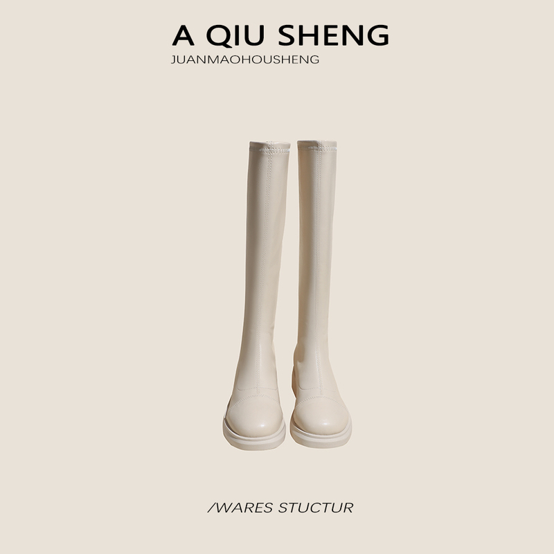 Aqiu White Knight Boots Genuine Leather Mid-Calf Boots Winter Over-The-Knee Long Boots Women's Long Martin Boots High Boots Aqiu White Knight Boots Genuine Leather Mid-Calf Boots Winter Over-The-Knee Long Boots Women's Long Martin Boots High Boots