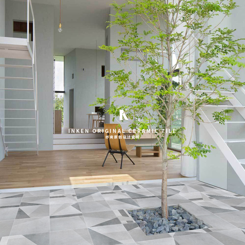 Yi Ken Nordic industrial Feng shui mud grinding sand tiles Wall tiles Antique 300x300 kitchen powder room balcony tiles