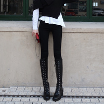 Liu Sansan three black legs long pants outside wear 2021 new autumn black pants high waist slim Joker