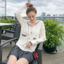 Liu Sansan 2021 autumn winter lazy wind White hooded long sleeve loose knit cardigan hipster sweater coat women