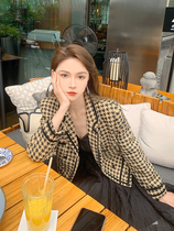 Liu Sansan Heavy Industry Light Luxury Small Fragrant Wind Jacket Female Thousand Bird Tweed Maiden Temperament Autumn and Winter Short Shirt