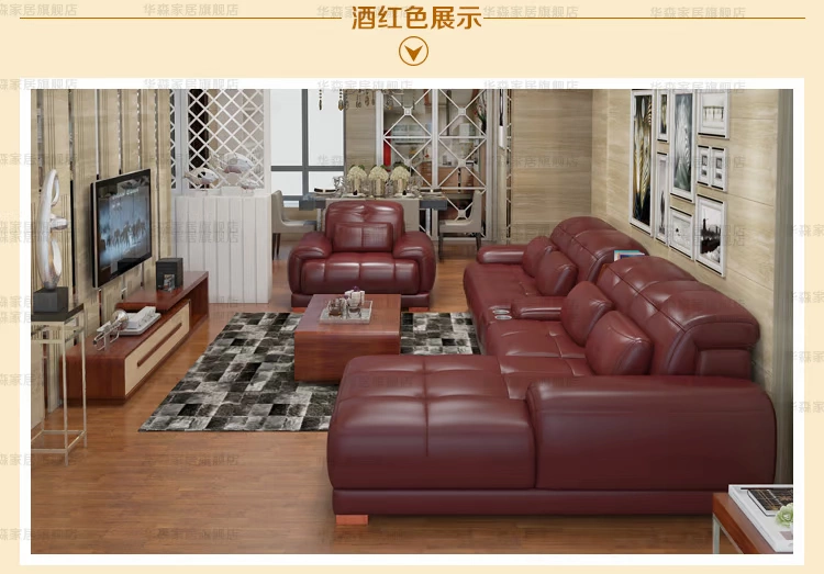 sofa da kết hợp phòng khách da bò dày căn hộ nhỏ tối giản đồ nội thất giản dị phong cách hiện đại - Ghế sô pha