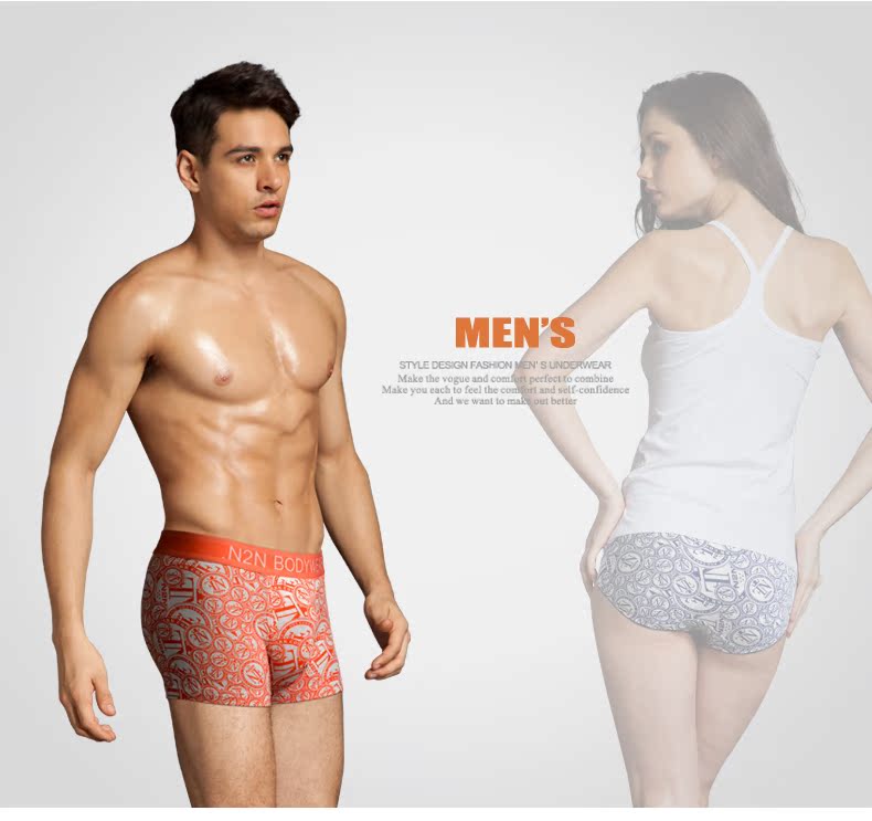N2N cặp đôi mới đồ lót nam modal một mảnh boxer nữ tam giác thời trang in sức khỏe thoáng khí đồ lót