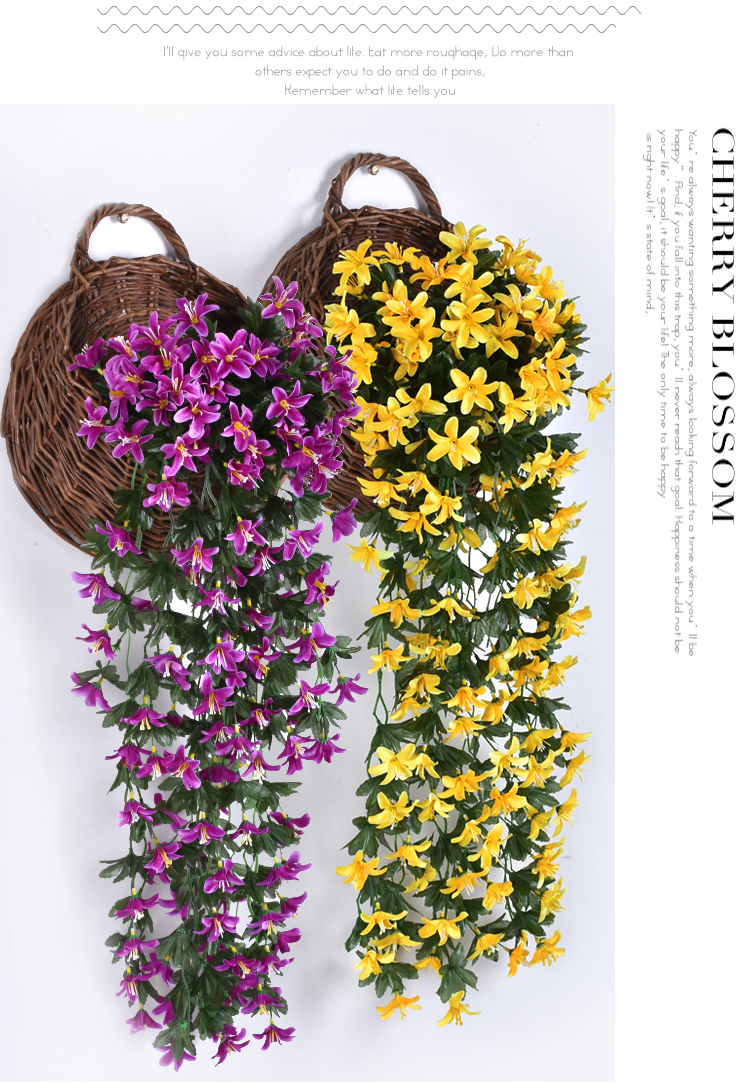 Mô phỏng Violet Hoa lan Mây Hoa giả Hoa nhựa Hoa Hoa Mây Trong nhà Phòng khách Tường treo Giỏ trang trí Hoa - Hoa nhân tạo / Cây / Trái cây Ý tưởng từ khóa