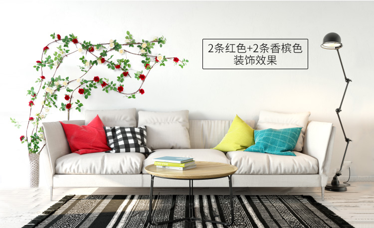 Mô phỏng hoa hồng treo tường giả hoa mây trong nhà phòng khách trang trí hoa điều hòa không khí bao gồm cây nho nhựa - Hoa nhân tạo / Cây / Trái cây hoa đào giả