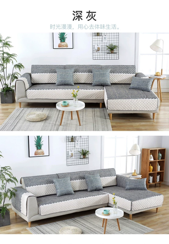 Sofa đệm Bắc Âu vải chống trượt đơn giản hiện đại đệm Địa Trung Hải bốn mùa phổ quát phòng khách bao gồm đầy đủ bao gồm tất cả - Ghế đệm / đệm Sofa mẫu đệm ghế sofa gỗ đẹp