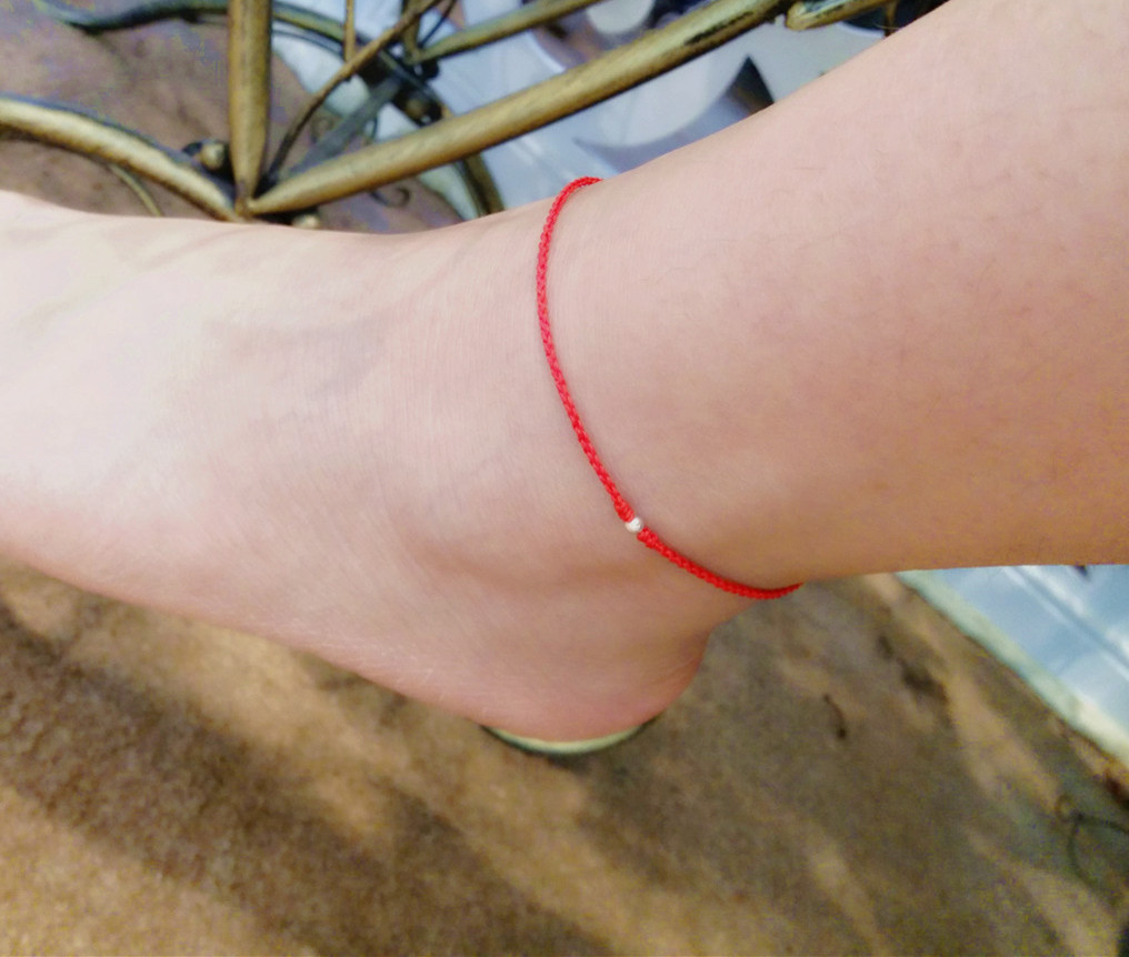 Dây thừng vòng chân đỏ Năm nay chuyển nhượng thủ công S925 sterling bạc đơn giản lừa chân đào dây nam nữ - Vòng chân lắc chân bạc pnj