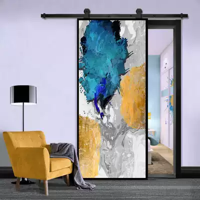 Color carving door barn door Nordic kitchen dressing room sliding door hardware accessories barn door with lock hanging wheel