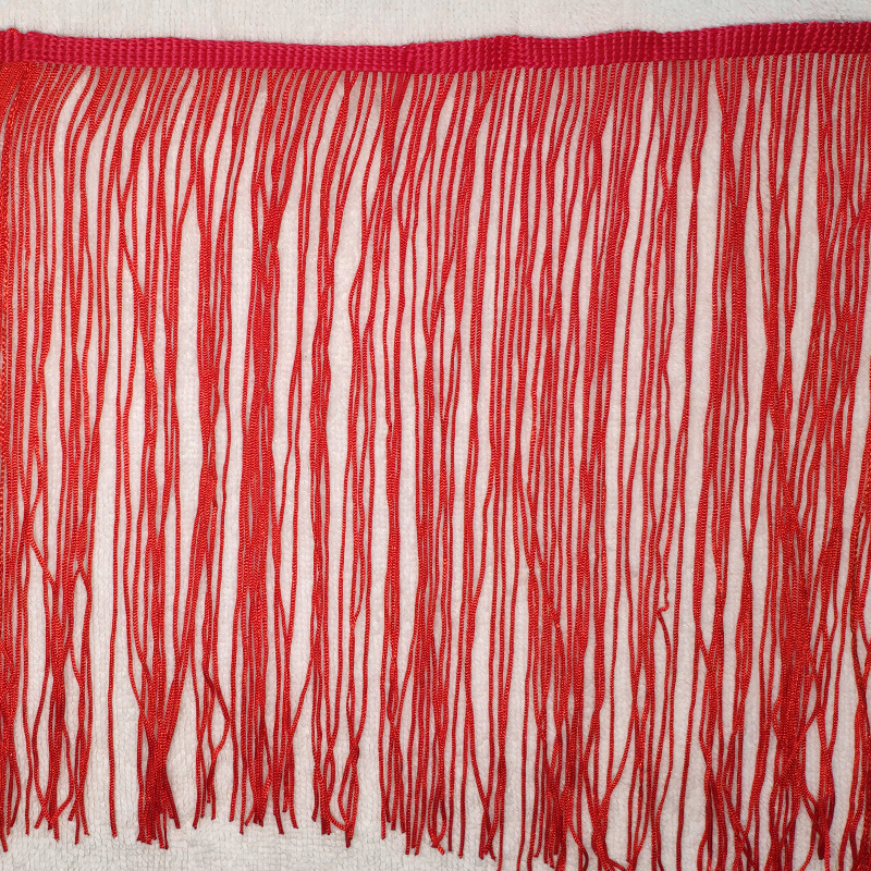 Red & 20Cm Single Encryption [Per Meter]20cm   double encryption polyester fiber Latin dance tassels Skirt  spike must clothing lace DIY stage accessories sleeve edge Whisker arrangement